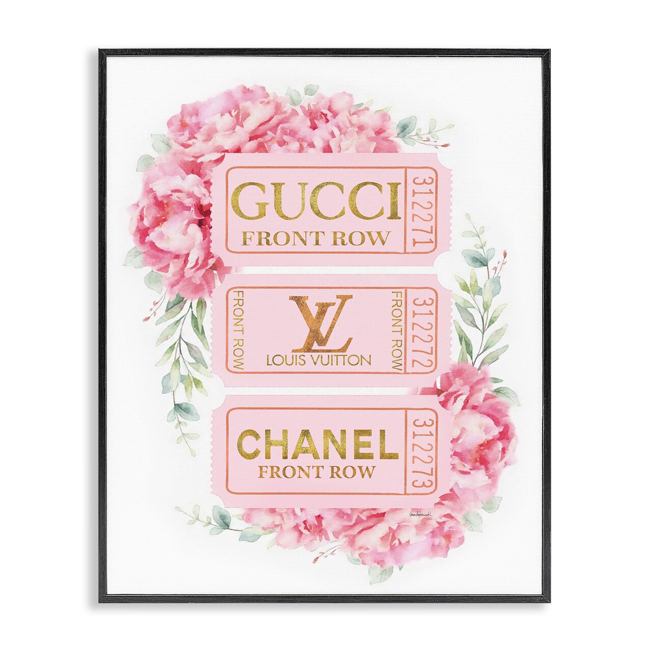 Stupell Industries Pink & Gold Glam Tickets Framed Giclee Wall Art Design by Amanda Greenwood